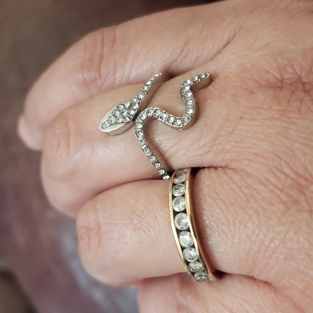 Rhinestone Snake Ring Adjustable